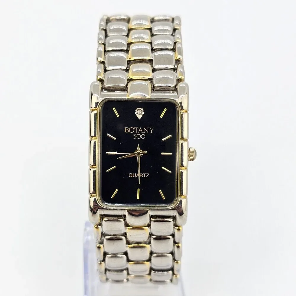 Botany 500 Watch Men 25mm Black Dial Gold Gray Bracelet Band‎ 7